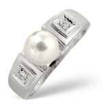 Pearl 2.20ct And Diamond 9k White Gold Ring