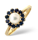 Pearl And Sapphire 9k Gold Ring