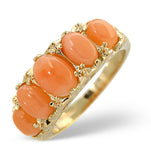 Coral 2.00ct 9k Yellow Gold Ring