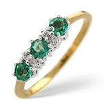Emerald 0.45ct And Diamond 9k Gold Ring