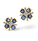 Sapphire 0.40ct And Diamond 9k Yellow Gold Earrings
