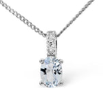 Aquamarine 0.34ct And Diamond 9k White Gold Pendant Necklace