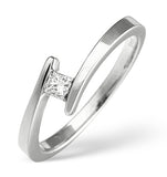 H/si Solitaire Ring 0.15ct Diamond 18k White Gold
