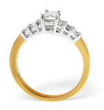 H/si Solitaire With Shoulders Ring 0.79ct Diamond 18k Yellow Gold