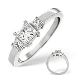 H/si Solitaire With Shoulders Ring 0.74ct Diamond 18k White Gold