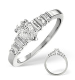 H/si Solitaire With Shoulders Ring 0.72ct Diamond 18k White Gold