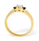 Blue Sapphire And 0.15ct Diamond Ring 18k Yellow Gold
