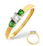 Emerald And 0.15ct Diamond Ring 18k Yellow Gold