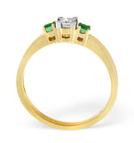 Emerald And 0.15ct Diamond Ring 18k Yellow Gold
