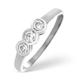 Certified 1.05ct 18k White Gold Brilliant Diamond Rubover Trilogy Ring