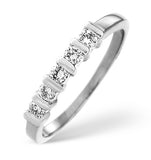 5 Stone Tension Set Ring Certified Diamonds 1.05ct 18k White Gold