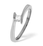 H/si Solitaire Ring 0.15ct Diamond 18k White Gold