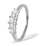 Lucy 18k White Gold 5 Stone Princess Diamond Eternity Ring 0.50ct H/si