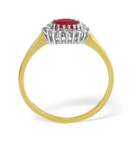 Ruby 6 X 4mm And Diamond 9k Gold Ring  A3364