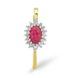 Ruby 6 X 4mm And Diamond 9k Gold Ring  A3364