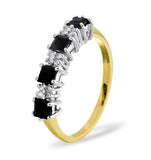 Sapphire 3mm And Diamond 9k Gold Ring
