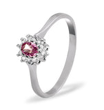 9k White Gold Diamond Pink Sapphire Ring 0.06ct A4301