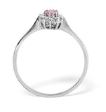 9k White Gold Diamond Pink Sapphire Ring 0.06ct A4301