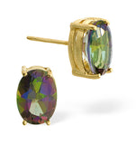 Mystic Topaz 7x5mm 9k Yellow Gold Earrings