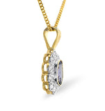 Tanzanite 6 X 4mm And Diamond 9k Yellow Gold Pendant Necklace