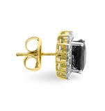 Sapphire 7mm X 5mm And Diamond 9k Yellow Gold Earrings