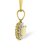 Opal 7 X 5mm And Diamond 9k Gold Pendant Necklace
