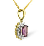 Amethyst 7 X 5mm And Diamond 9k Gold Pendant Necklace