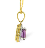 Amethyst 7 X 5mm And Diamond 9k Gold Pendant Necklace
