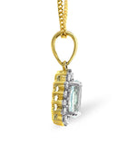 Blue Topaz 7 X 5mm And Diamond 9k Gold Pendant Necklace