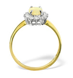 Opal 7 X 5mm And Diamond 9k Yellow Gold Ring