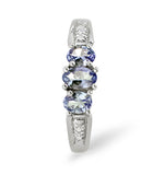 Tanzanite 0.59ct And Diamond 9k White Gold Ring
