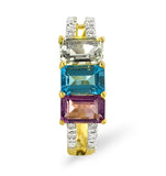 0.10ct Diamond And Multi Gem Ring Set In 9k Gold