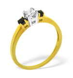 Blue Sapphire And 0.15ct Diamond Ring 18k Yellow Gold