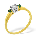 Emerald And 0.15ct Diamond Ring 18k Yellow Gold