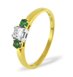 Emerald And 0.15ct Diamond Ring 18k Yellow Gold