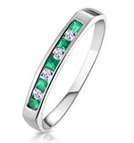 Emerald 0.15ct And Diamond 9k White Gold Ring