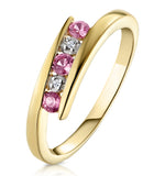 0.21ct Pink Sapphire And Diamond Ring 9k Yellow Gold