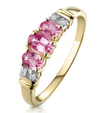 Pink Sapphire And 0.02ct Diamond Ring 9k Yellow Gold