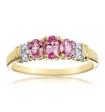 Pink Sapphire And 0.02ct Diamond Ring 9k Yellow Gold