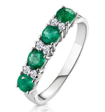 Emerald 0.49ct And Diamond 9k White Gold Ring