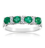 Emerald 0.49ct And Diamond 9k White Gold Ring