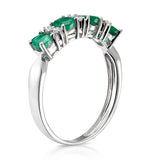 Emerald 0.49ct And Diamond 9k White Gold Ring