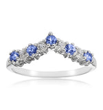 Diamond And Tanzanite 0.35ct Wishbone Ring In 9k White Gold