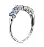 Diamond And Tanzanite 0.35ct Wishbone Ring In 9k White Gold