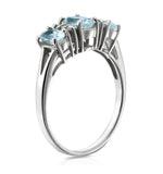 Aquamarine 0.80ct And Diamond 9k White Gold Ring