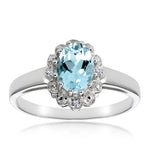 Aquamarine 0.70ct And Diamond 9k White Gold Ring