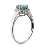 Aquamarine 0.70ct And Diamond 9k White Gold Ring