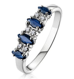 Sapphire 0.76ct And Diamond 9k White Gold Ring