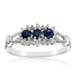 Sapphire 0.34ct And Diamond 9k White Gold Ring