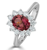 Pink Tourmaline 1.15ct And Diamond Ring 18k White Gold - Fet26